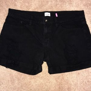 Black Distressed Shorts